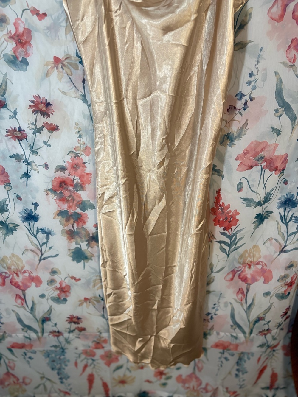 Vintage Gold Satin Cowl Neck Slip Dress - Picture 3 of 10